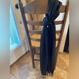 WinterSilks cashmere and silk blend black fringed tassel lightweight scarf wrap